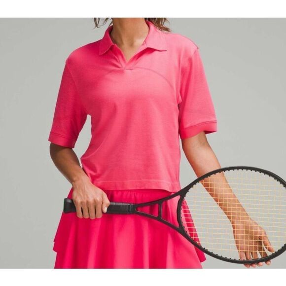 Lululemon Swiftly Tech Relaxed-Fit Polo Shirt, Lip Gloss / Lip Gloss, EUC, Sz6 - Picture 3 of 6